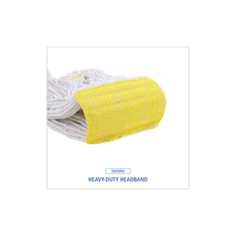 Super Loop Wet Mop Head, Cotton/Synthetic Fiber, 5" Headband, Small Size, White, 12/Carton. Picture 6