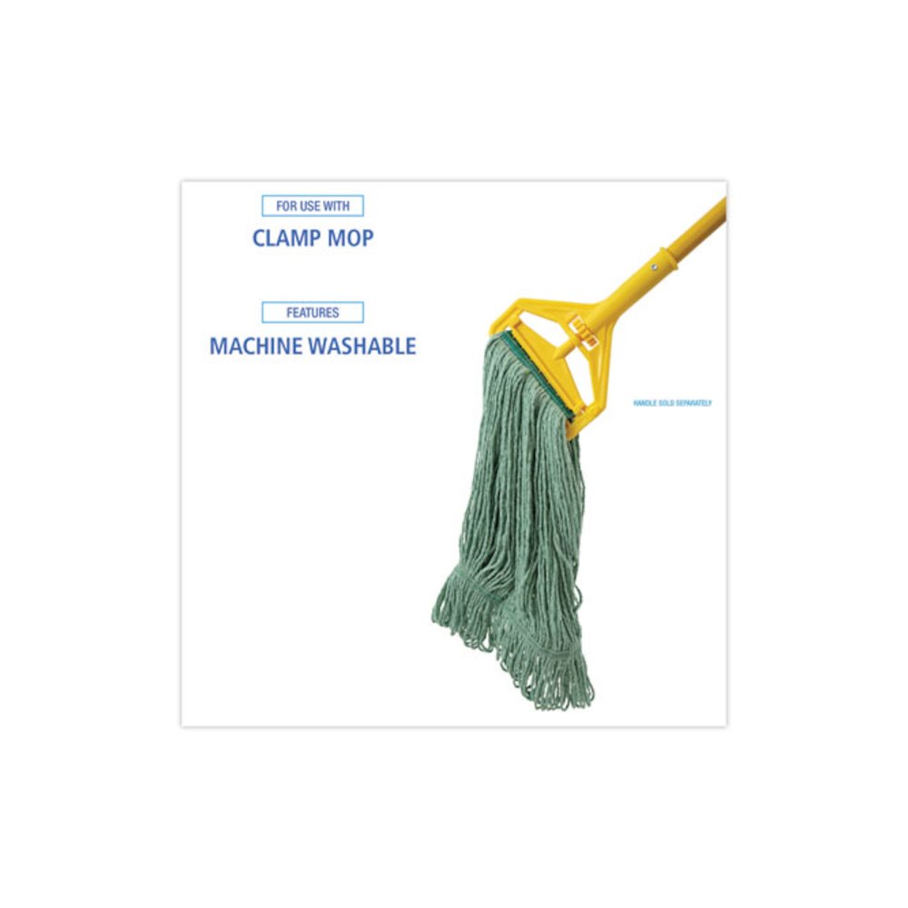 Narrowband Looped-End Mop Head, Premium Standard Head, Cotton/Rayon Fiber, Medium, Green, 12/Carton. Picture 3