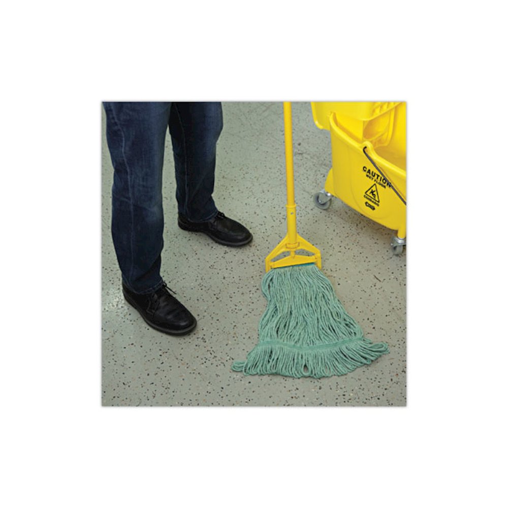 Narrowband Looped-End Mop Head, Premium Standard Head, Cotton/Rayon Fiber, Medium, Green, 12/Carton. Picture 5