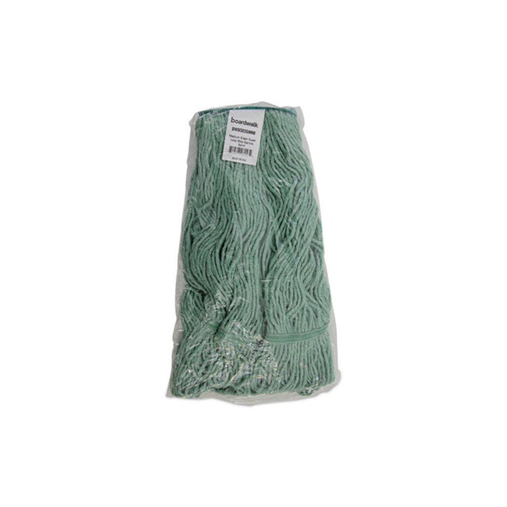 Narrowband Looped-End Mop Head, Premium Standard Head, Cotton/Rayon Fiber, Medium, Green, 12/Carton. Picture 7