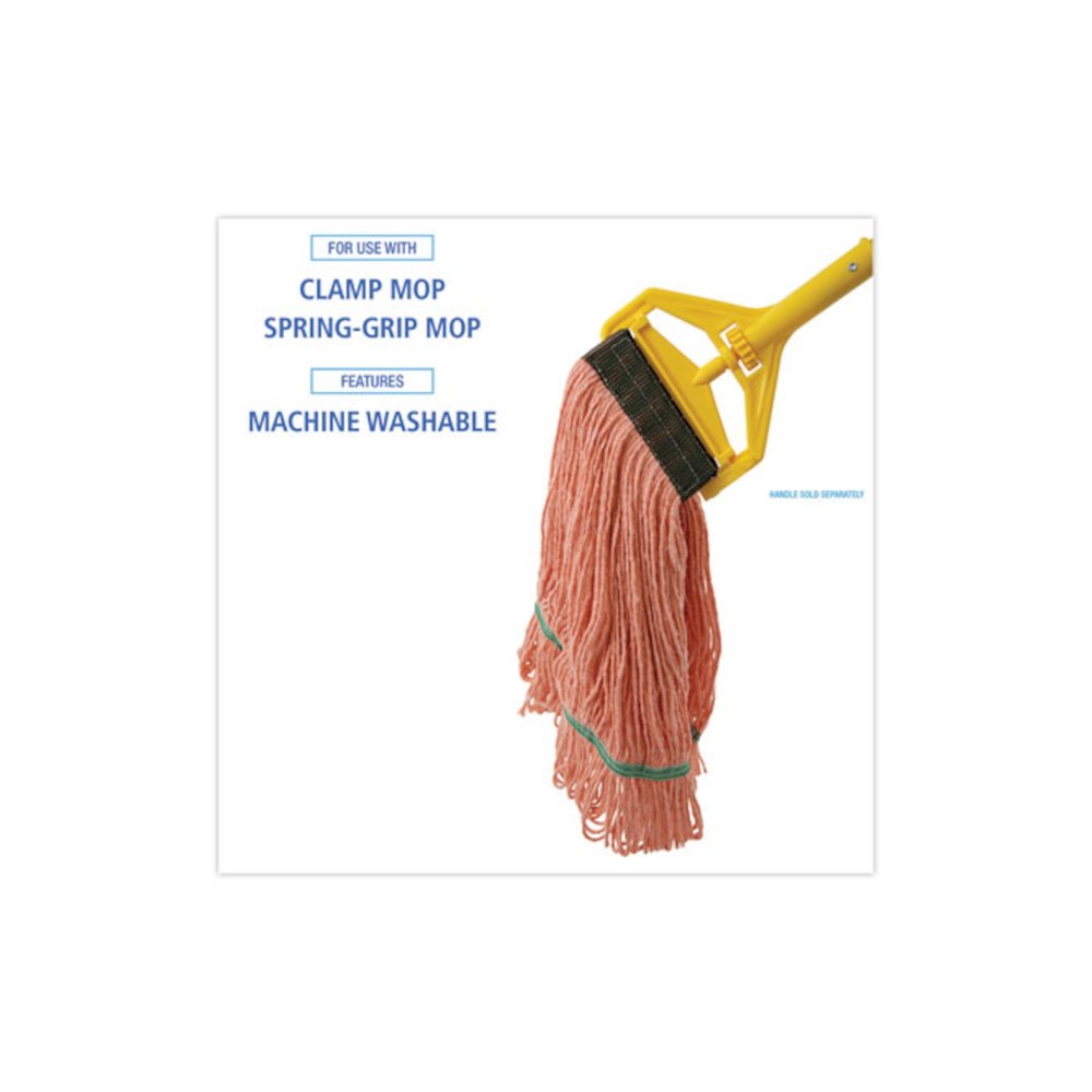 Super Loop Wet Mop Head, Cotton/Synthetic Fiber, 5" Headband, Medium Size, Orange, 12/Carton. Picture 3