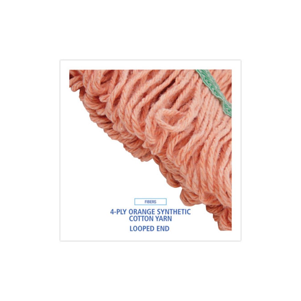 Super Loop Wet Mop Head, Cotton/Synthetic Fiber, 5" Headband, Medium Size, Orange, 12/Carton. Picture 4