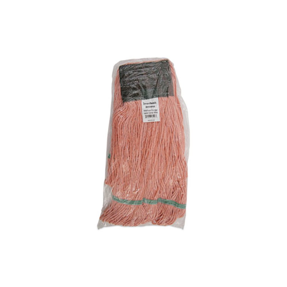 Super Loop Wet Mop Head, Cotton/Synthetic Fiber, 5" Headband, Medium Size, Orange, 12/Carton. Picture 7