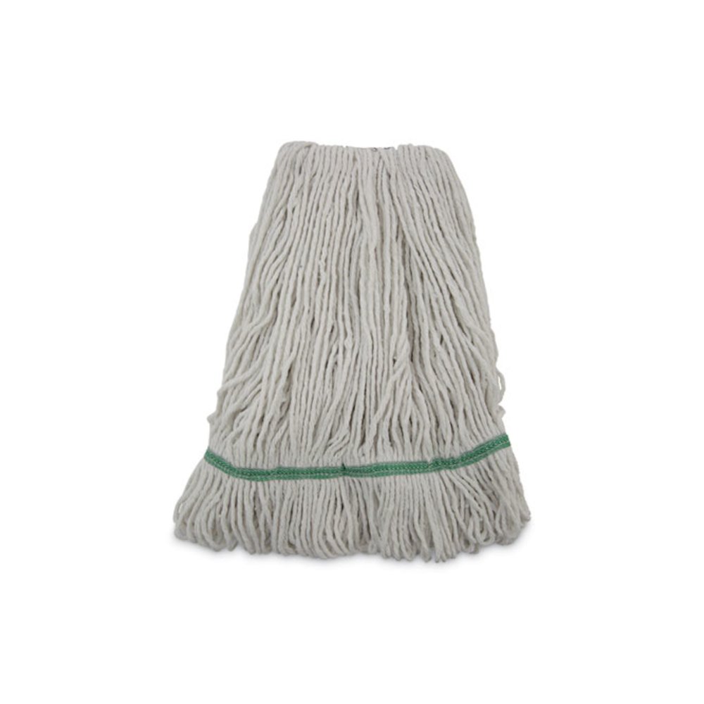 Narrowband Looped-End Mop Head, Premium Standard Head, Cotton/Rayon /Synthetic Fiber, Medium, White. Picture 1