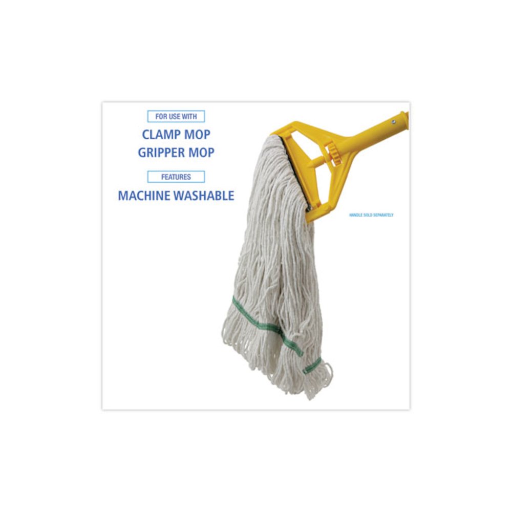 Narrowband Looped-End Mop Head, Premium Standard Head, Cotton/Rayon /Synthetic Fiber, Medium, White. Picture 3
