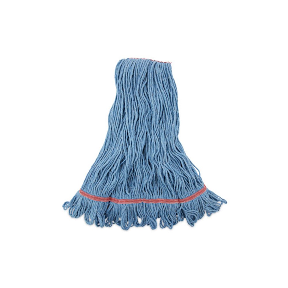 Super Loop Wet Mop Head, Cotton/Synthetic Fiber, 1" Headband, Large Size, Blue, 12/Carton. Picture 1