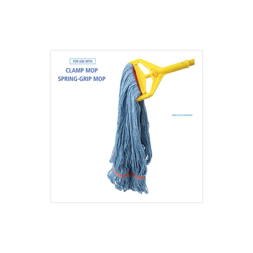 Super Loop Wet Mop Head, Cotton/Synthetic Fiber, 1" Headband, Large Size, Blue, 12/Carton. Picture 3