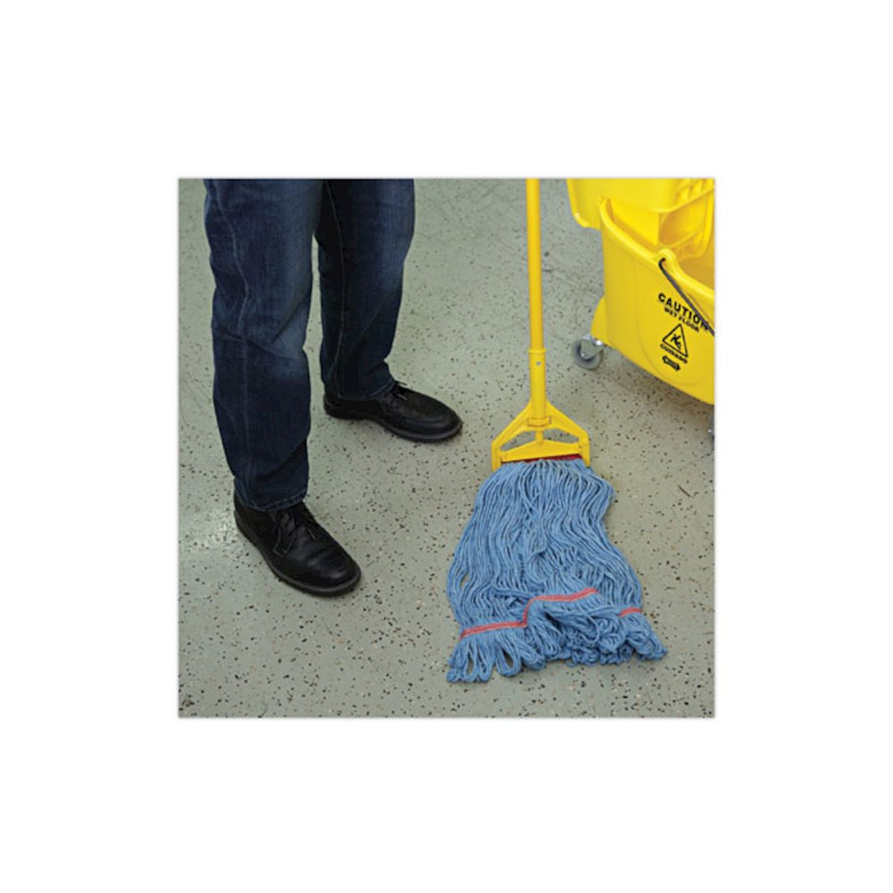 Super Loop Wet Mop Head, Cotton/Synthetic Fiber, 1" Headband, Large Size, Blue, 12/Carton. Picture 5