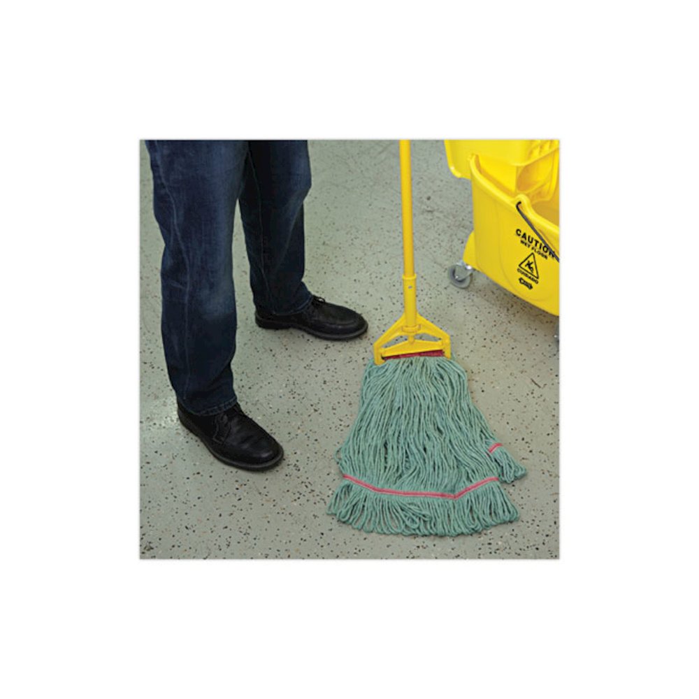 Narrowband Looped-End Mop Head, Premium Standard Head, Cotton/Rayon/Synthetic Fiber, Large, Green. Picture 5