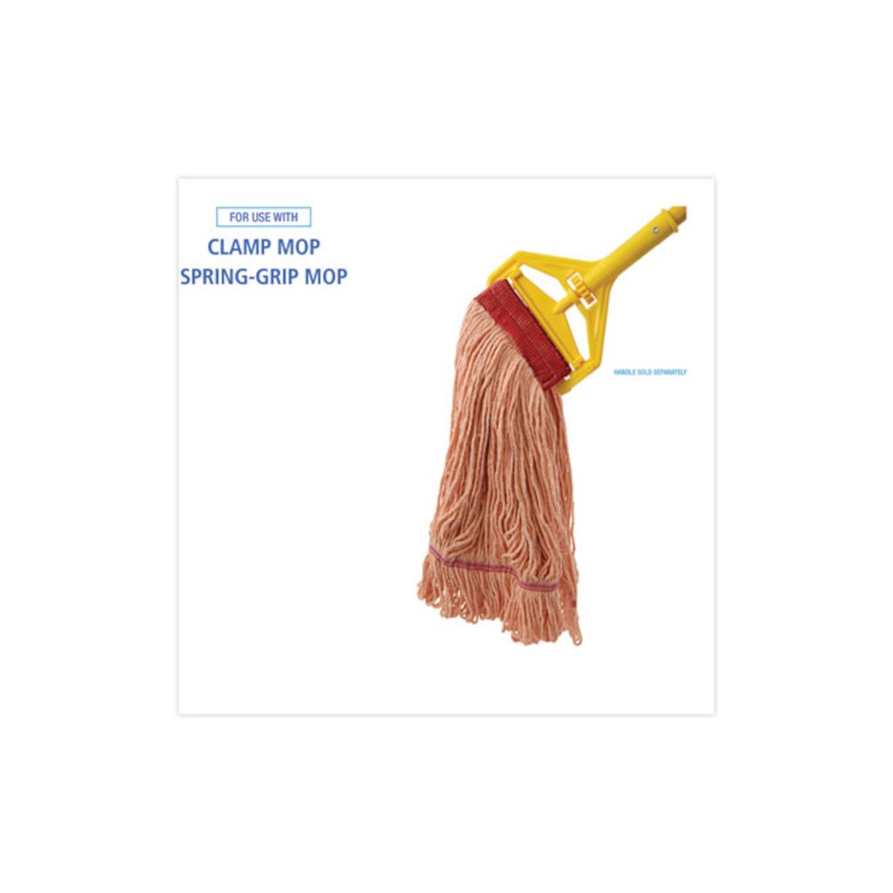 Super Loop Wet Mop Head, Cotton/Synthetic Fiber, 5" Headband, Large Size, Orange, 12/Carton. Picture 3
