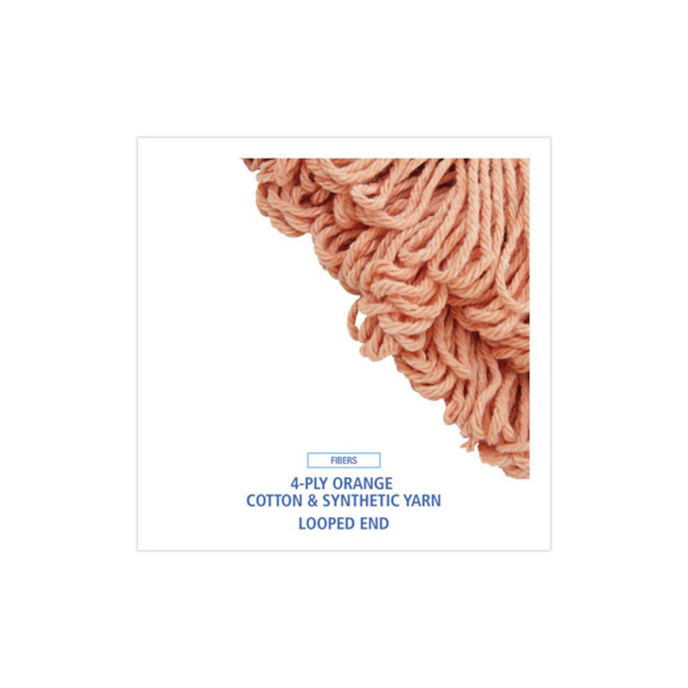 Super Loop Wet Mop Head, Cotton/Synthetic Fiber, 5" Headband, Large Size, Orange, 12/Carton. Picture 4
