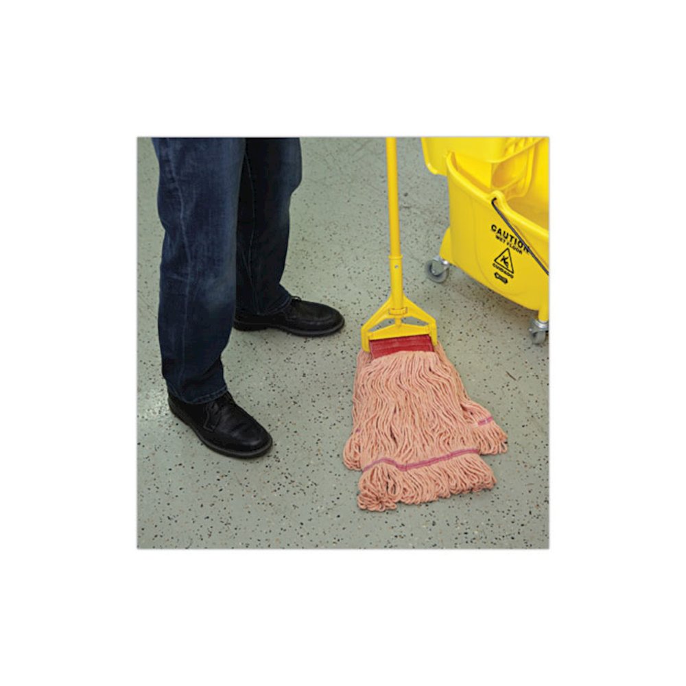 Super Loop Wet Mop Head, Cotton/Synthetic Fiber, 5" Headband, Large Size, Orange, 12/Carton. Picture 5