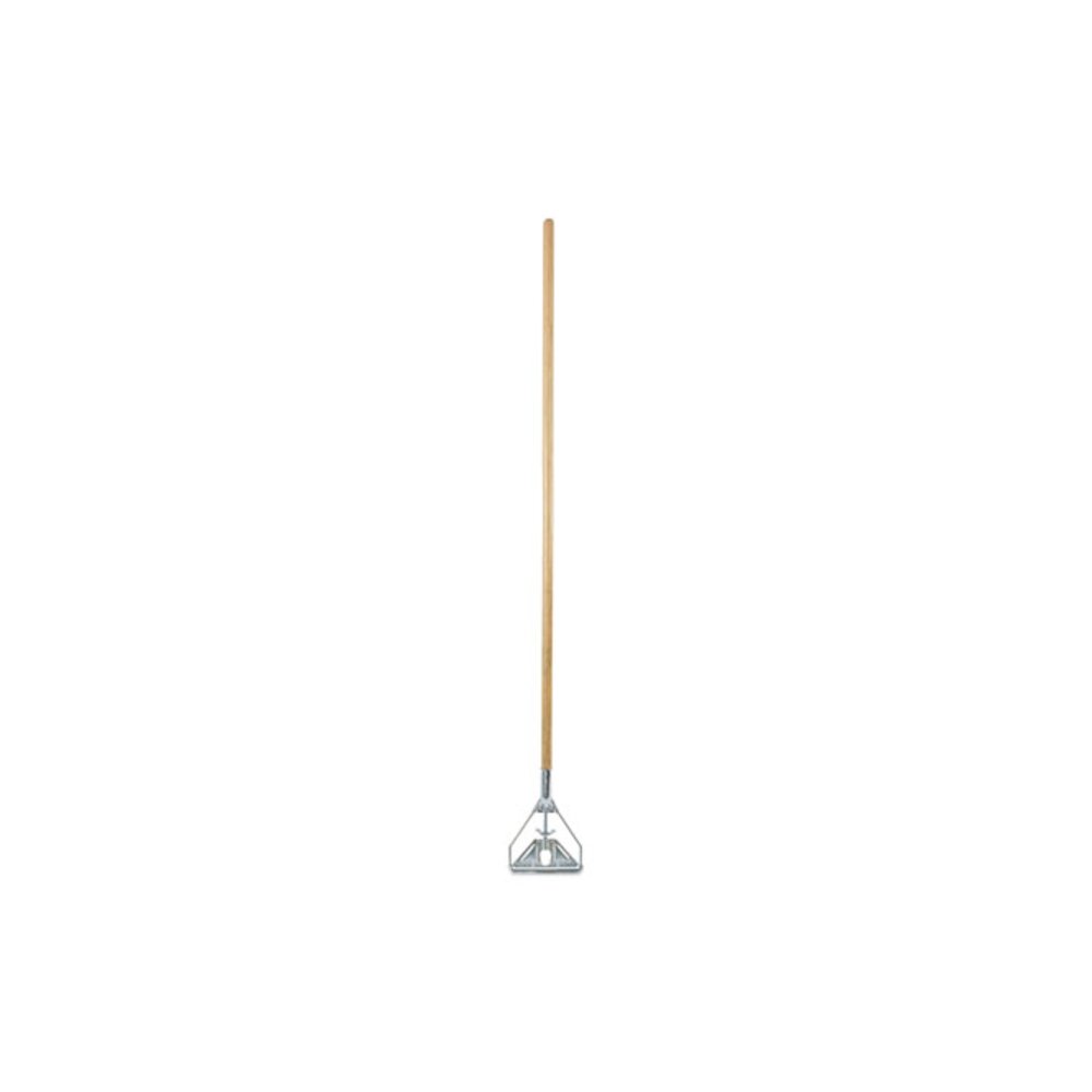Screw Clamp Metal Head Wooden Mop Handle, #20+, 62", Natural. Picture 1