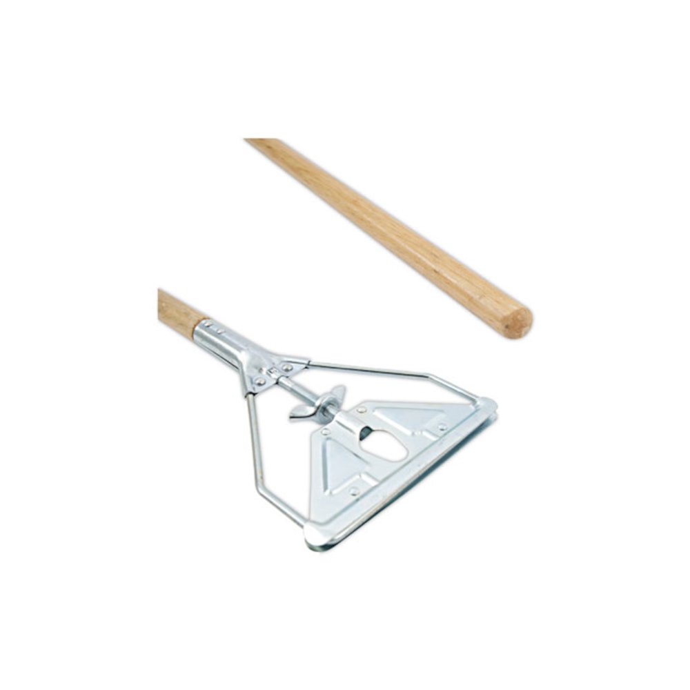 Screw Clamp Metal Head Wooden Mop Handle, #20+, 62", Natural. Picture 4