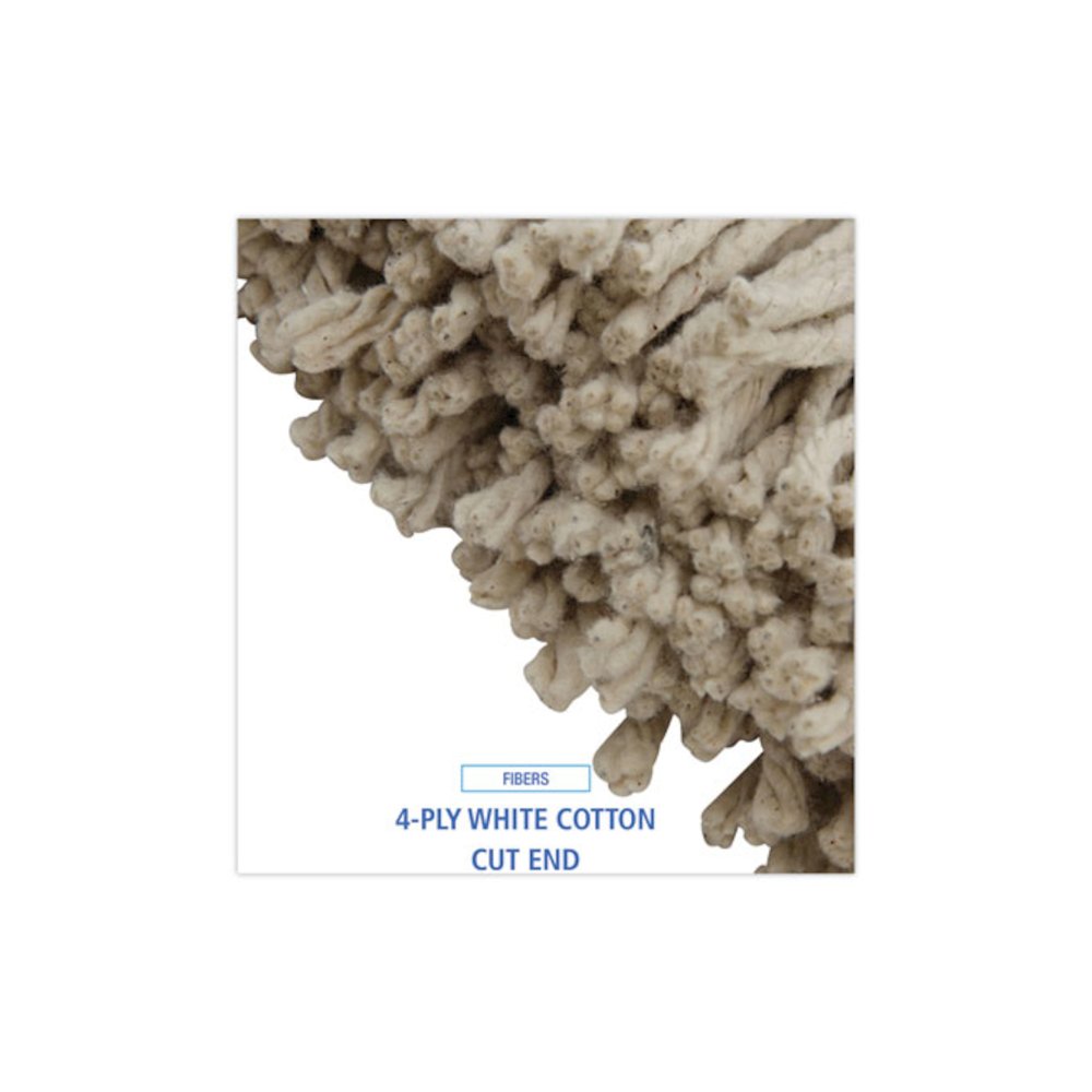 Cut-End Lie-Flat Wet Mop Head, Cotton, 16 oz, White, 12/Carton. Picture 4