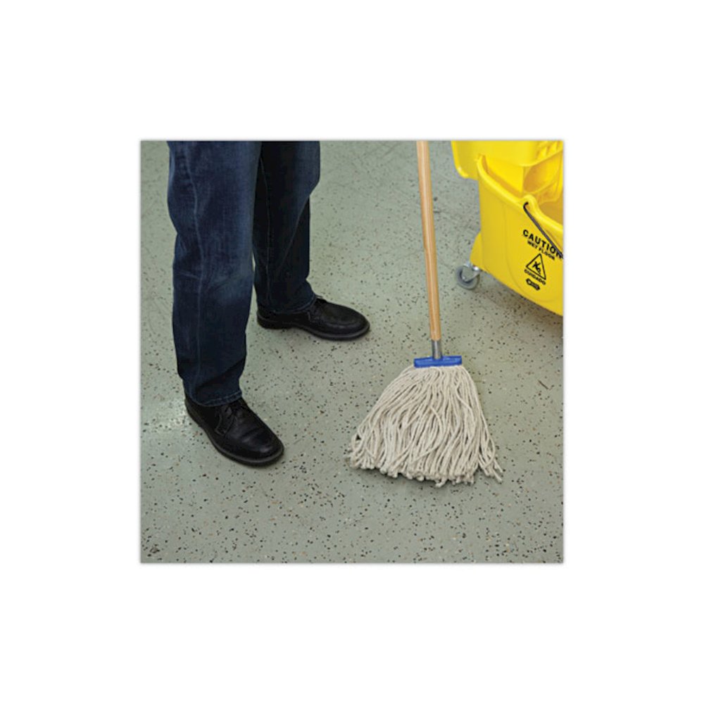 Cut-End Lie-Flat Wet Mop Head, Cotton, 16 oz, White, 12/Carton. Picture 5