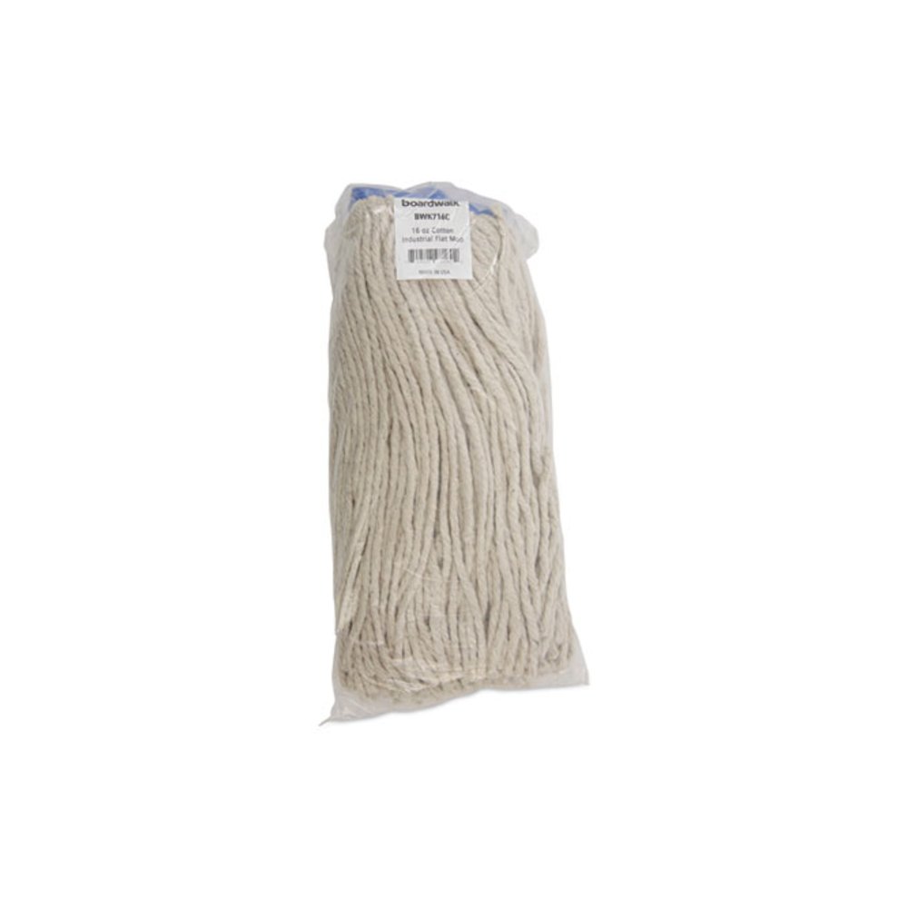 Cut-End Lie-Flat Wet Mop Head, Cotton, 16 oz, White, 12/Carton. Picture 7