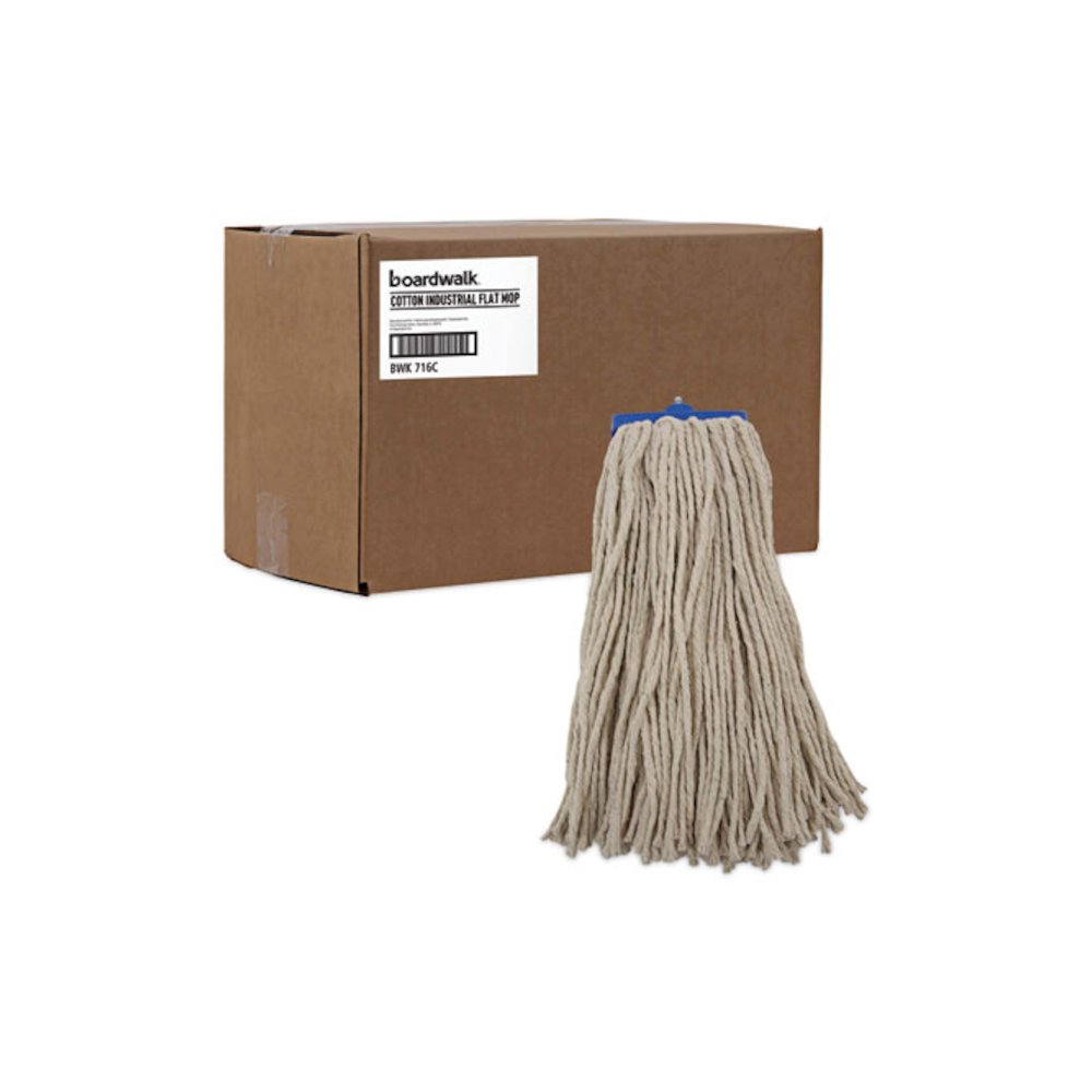 Cut-End Lie-Flat Wet Mop Head, Cotton, 16 oz, White, 12/Carton. Picture 9