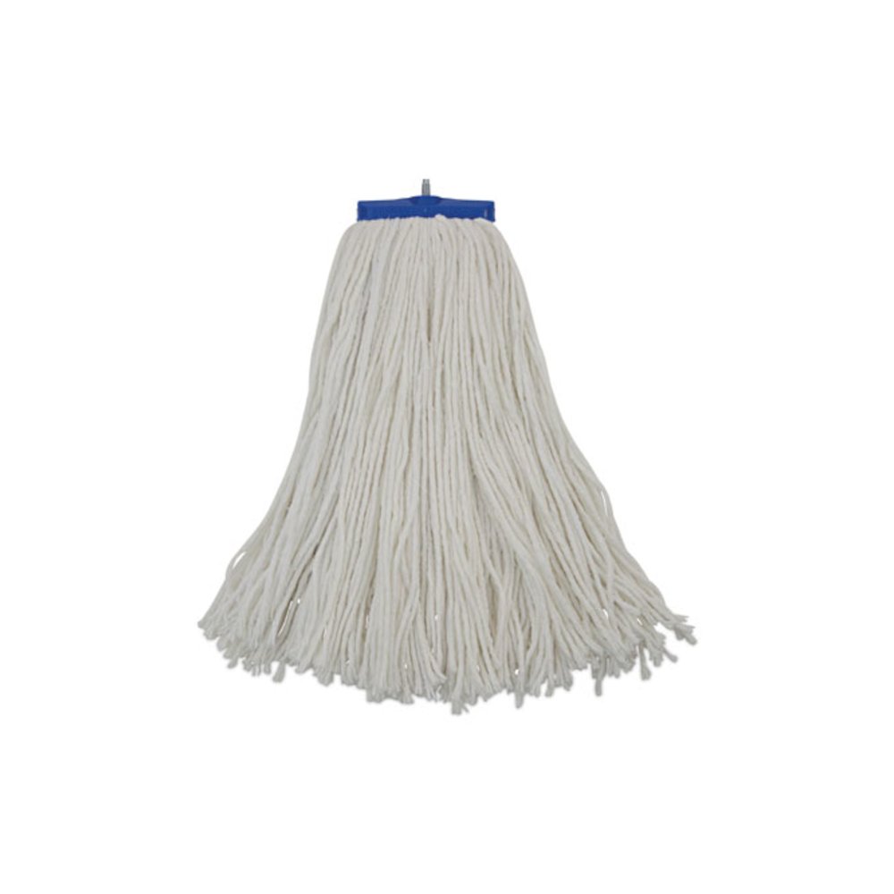 Cut-End Lie-Flat Wet Mop Head, Rayon, 16 oz, White, 12/Carton. Picture 1