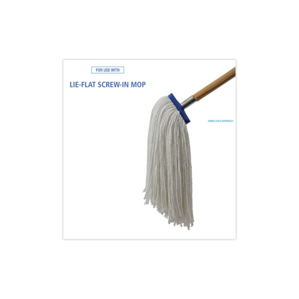 Cut-End Lie-Flat Wet Mop Head, Rayon, 16 oz, White, 12/Carton. Picture 3
