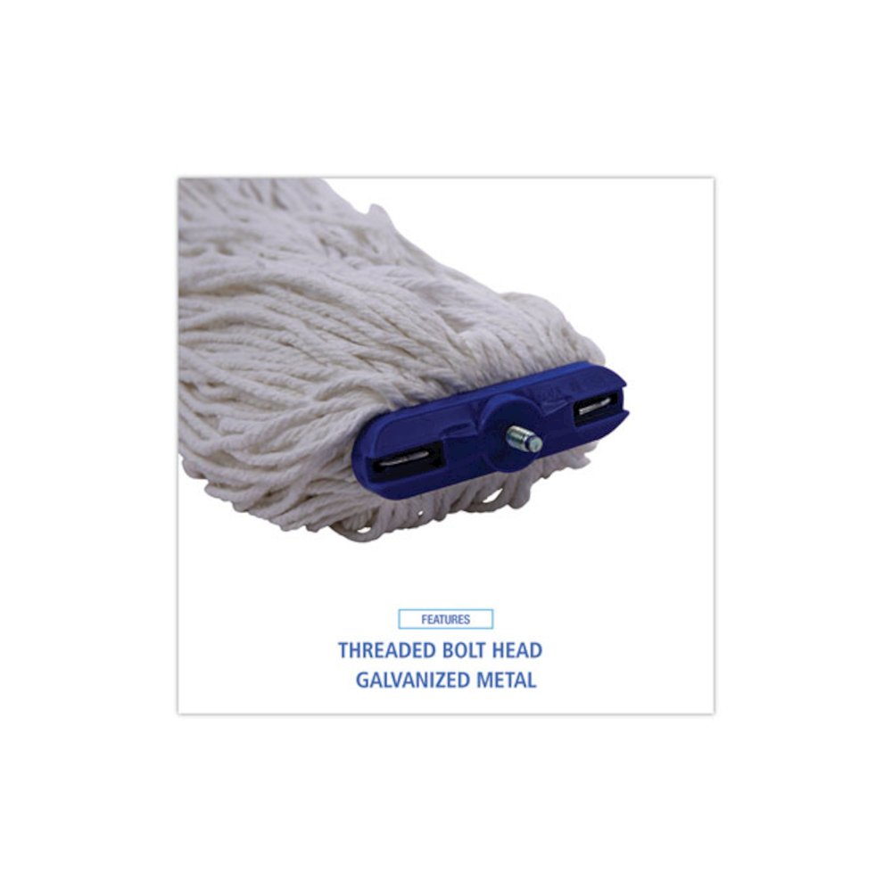 Cut-End Lie-Flat Wet Mop Head, Rayon, 16 oz, White, 12/Carton. Picture 6