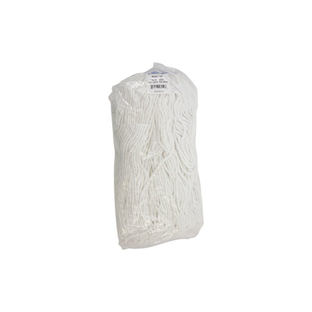 Cut-End Lie-Flat Wet Mop Head, Rayon, 16 oz, White, 12/Carton. Picture 7