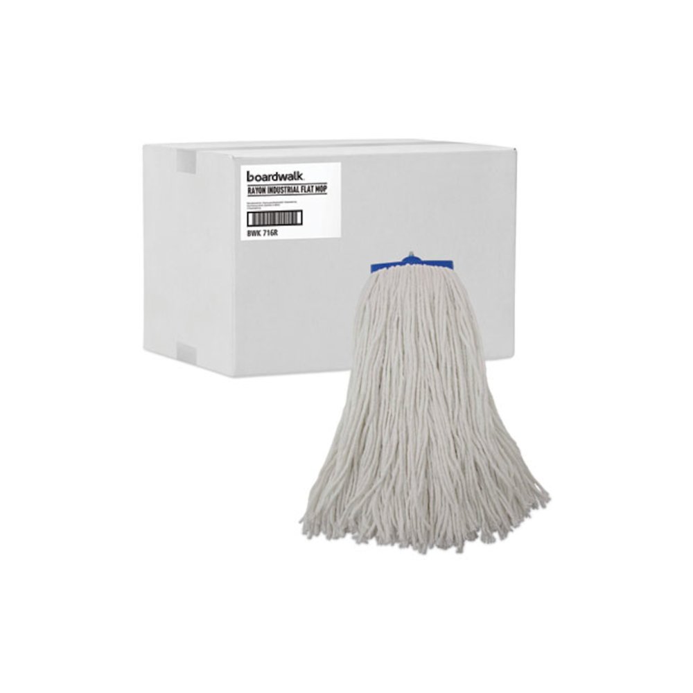 Cut-End Lie-Flat Wet Mop Head, Rayon, 16 oz, White, 12/Carton. Picture 9