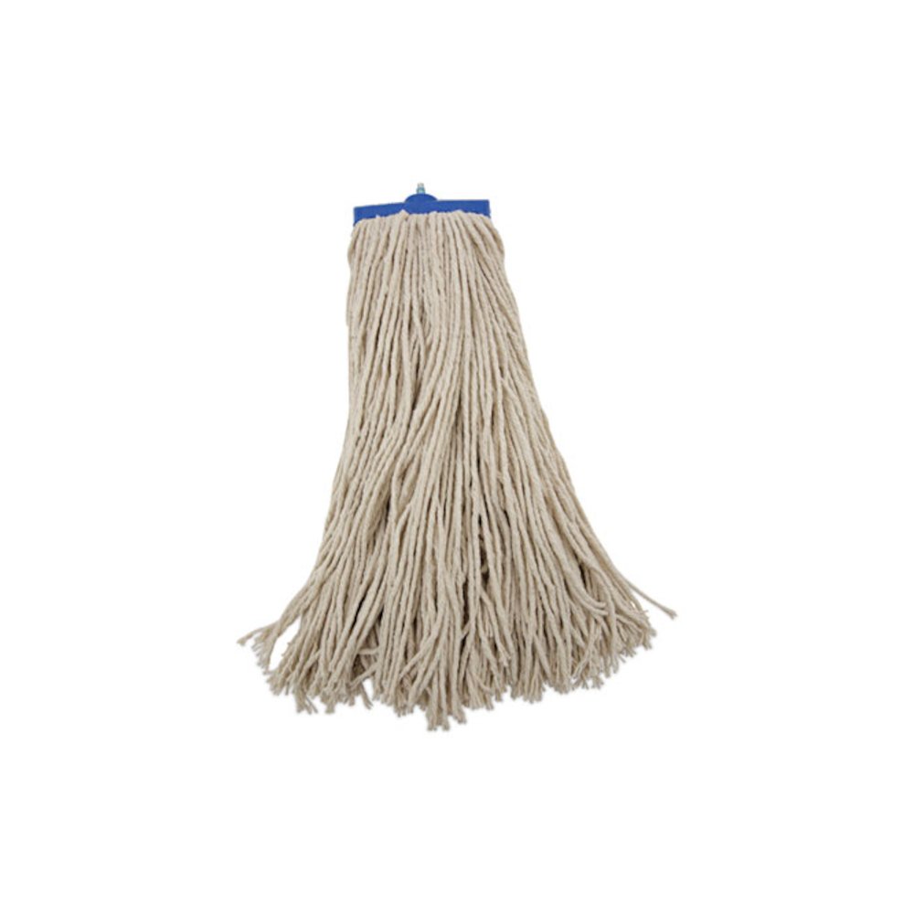 Mop Head, Economical Lie-Flat Head, Cotton Fiber, 20 oz, White, 12/Carton. Picture 1