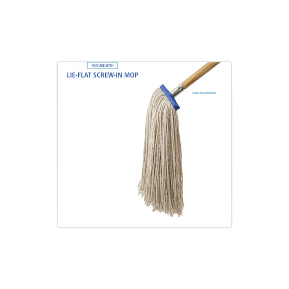Mop Head, Economical Lie-Flat Head, Cotton Fiber, 20 oz, White, 12/Carton. Picture 3