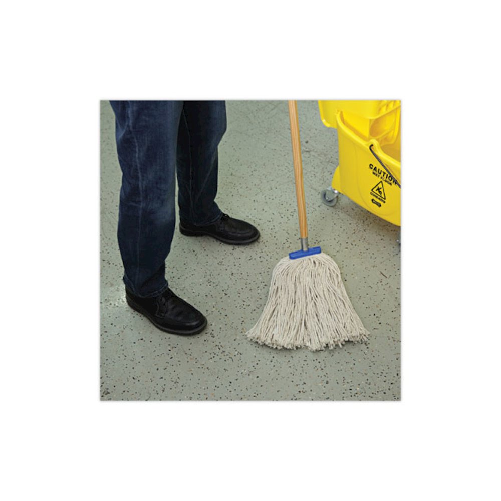 Mop Head, Economical Lie-Flat Head, Cotton Fiber, 20 oz, White, 12/Carton. Picture 5