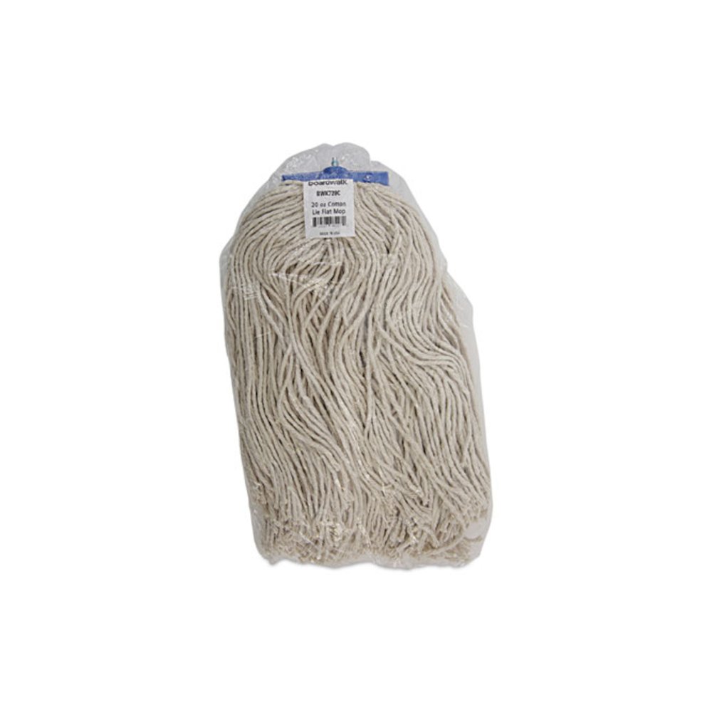 Mop Head, Economical Lie-Flat Head, Cotton Fiber, 20 oz, White, 12/Carton. Picture 7