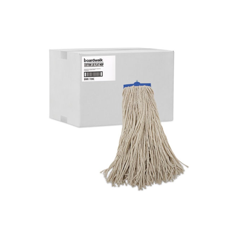Mop Head, Economical Lie-Flat Head, Cotton Fiber, 20 oz, White, 12/Carton. Picture 9