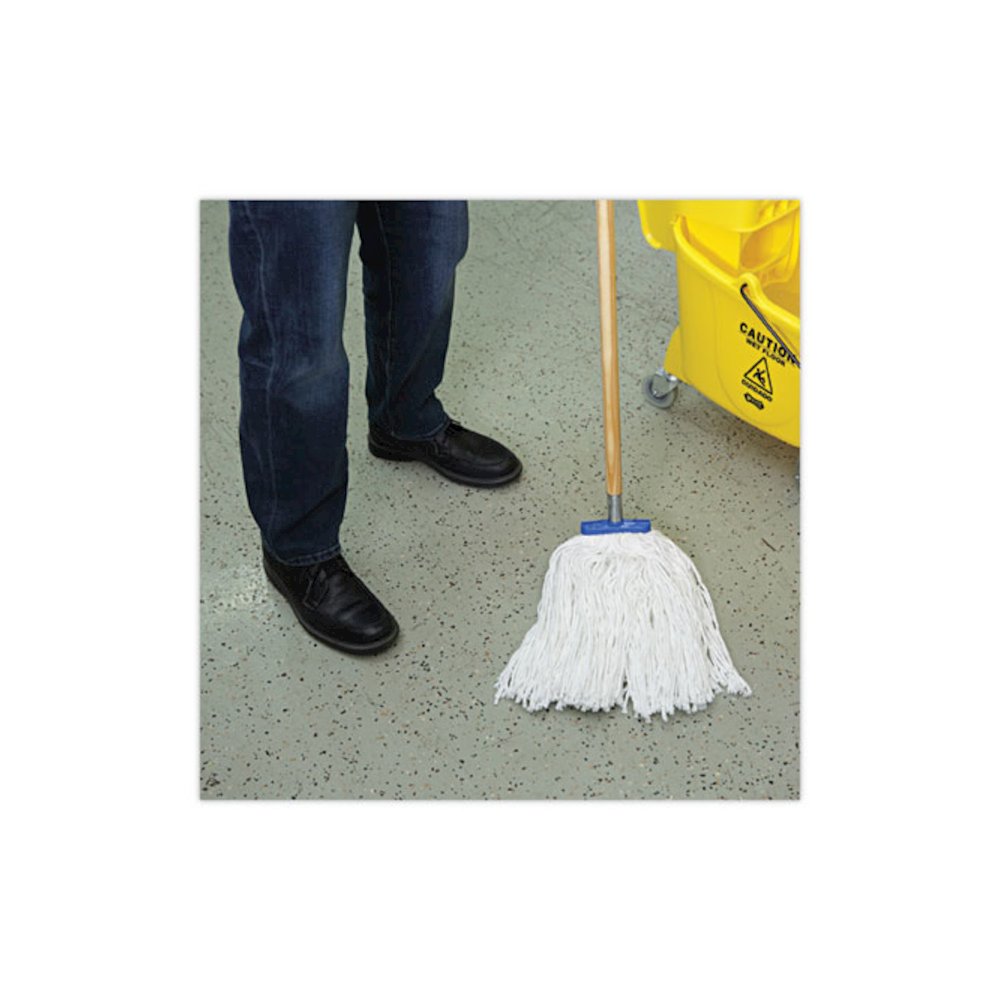 Mop Head, Economical Lie-Flat Head, Rayon Fiber, 20 oz, White, 12/Carton. Picture 5