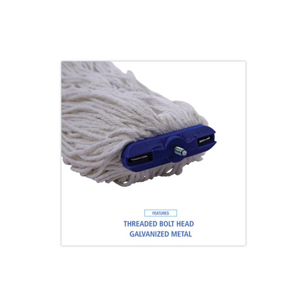 Mop Head, Economical Lie-Flat Head, Rayon Fiber, 20 oz, White, 12/Carton. Picture 6