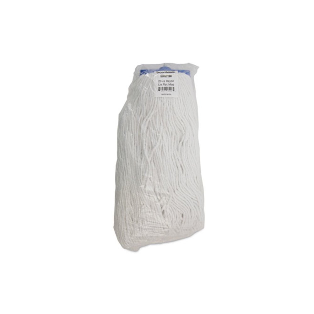 Mop Head, Economical Lie-Flat Head, Rayon Fiber, 20 oz, White, 12/Carton. Picture 7