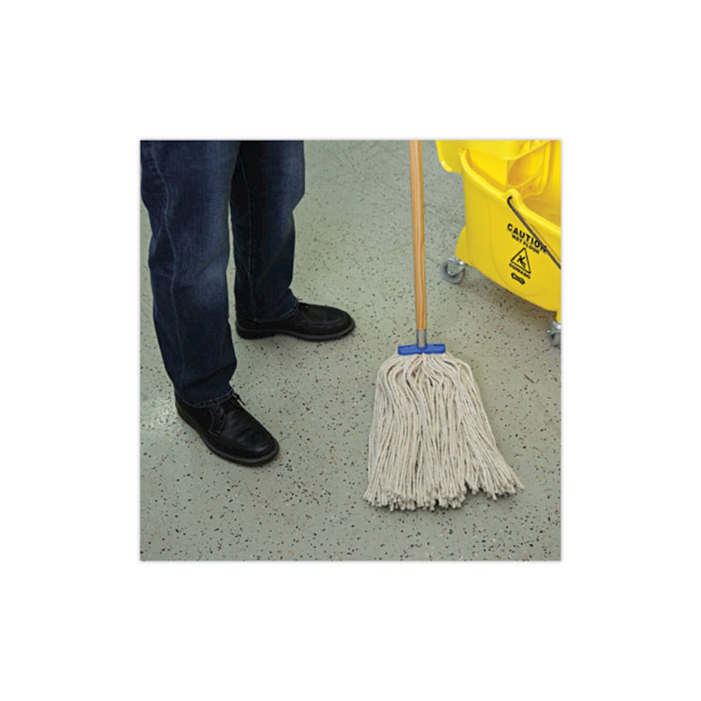 Cut-End Lie-Flat Wet Mop Head, Cotton, 24 oz, White. Picture 5