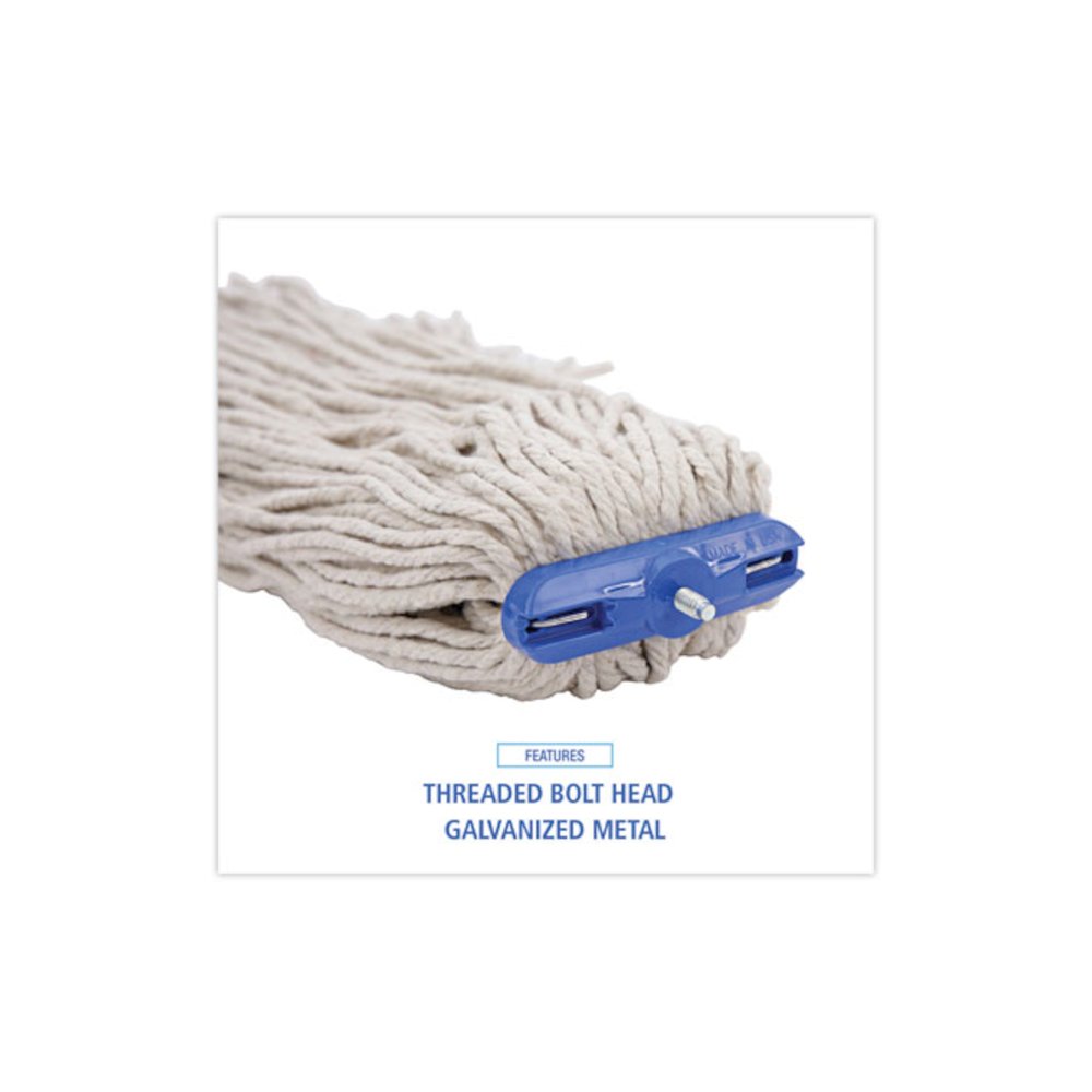 Cut-End Lie-Flat Wet Mop Head, Cotton, 24 oz, White. Picture 6