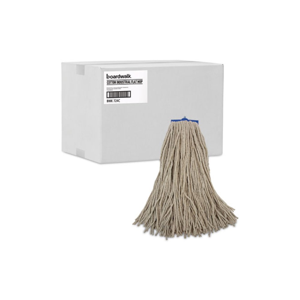 Cut-End Lie-Flat Wet Mop Head, Cotton, 24 oz, White. Picture 8