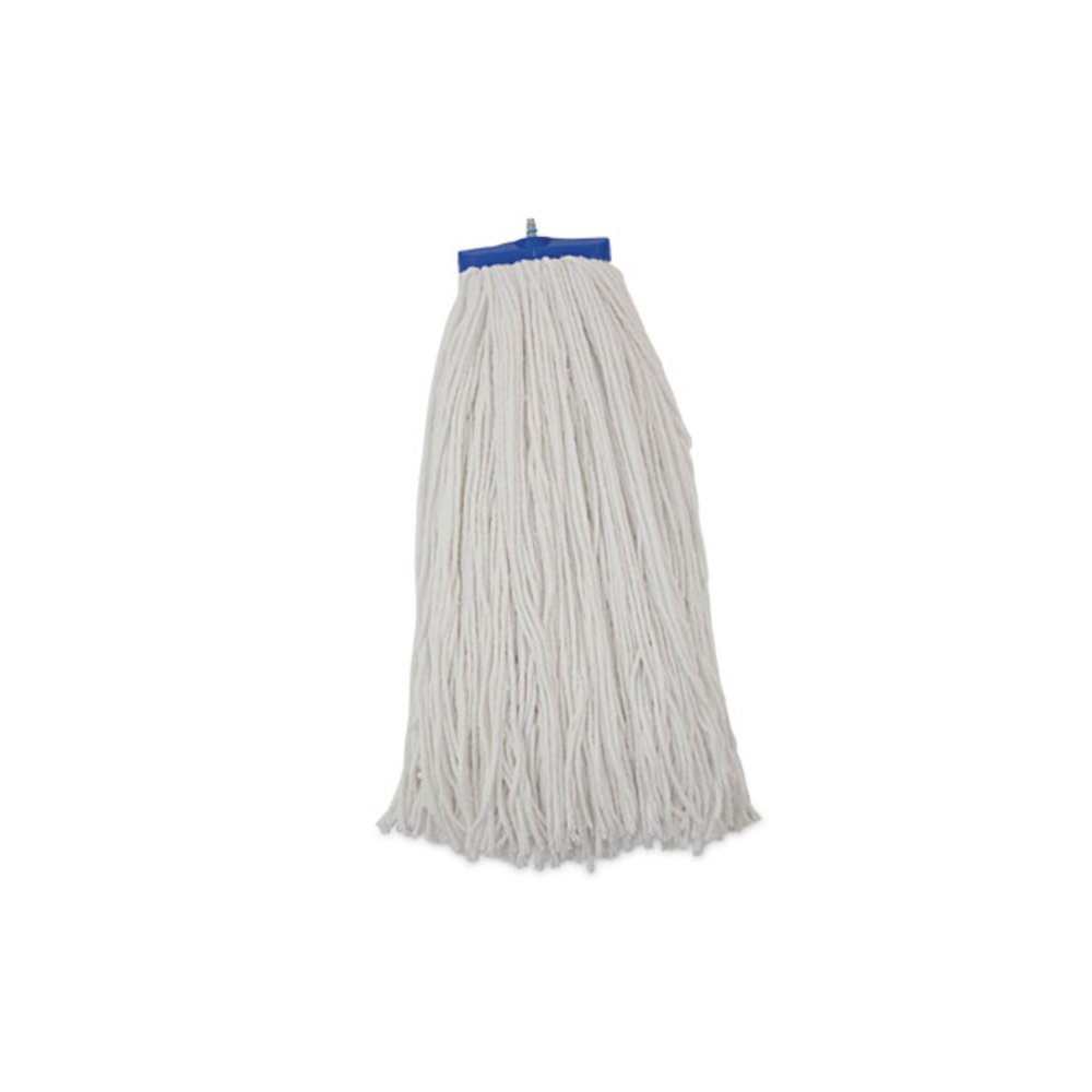 Cut-End Lie-Flat Wet Mop Head, Rayon, 24 oz, White, 12/Carton. Picture 1