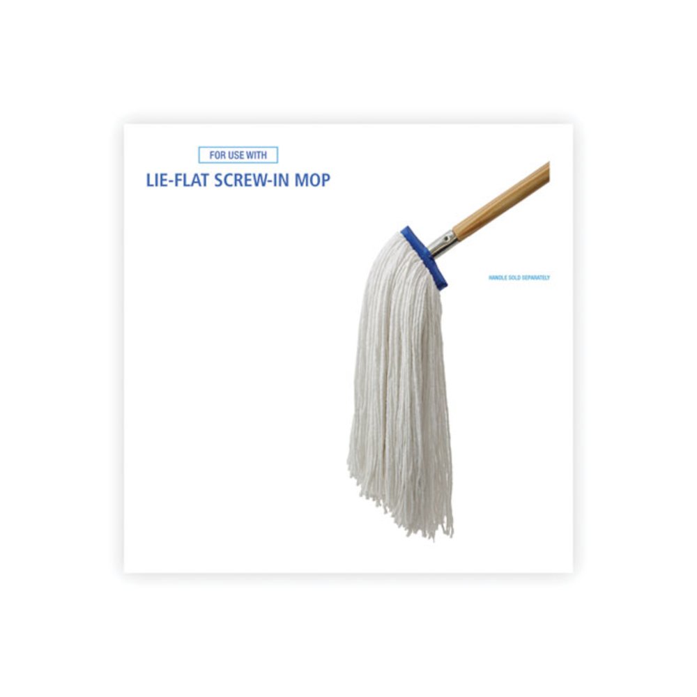 Cut-End Lie-Flat Wet Mop Head, Rayon, 24 oz, White, 12/Carton. Picture 3