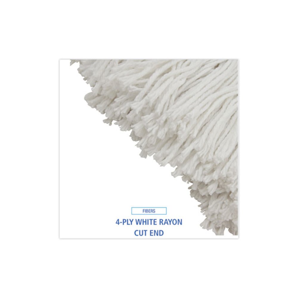 Cut-End Lie-Flat Wet Mop Head, Rayon, 24 oz, White, 12/Carton. Picture 4