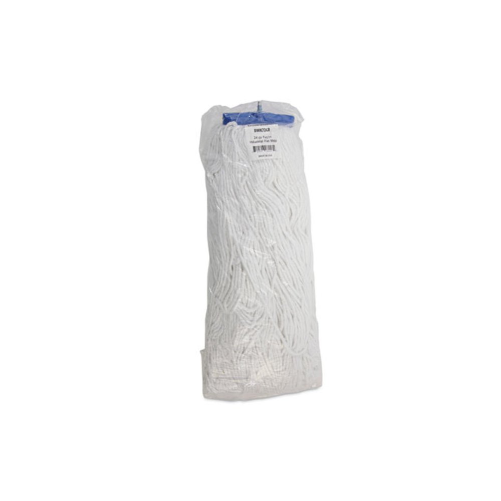 Cut-End Lie-Flat Wet Mop Head, Rayon, 24 oz, White, 12/Carton. Picture 7