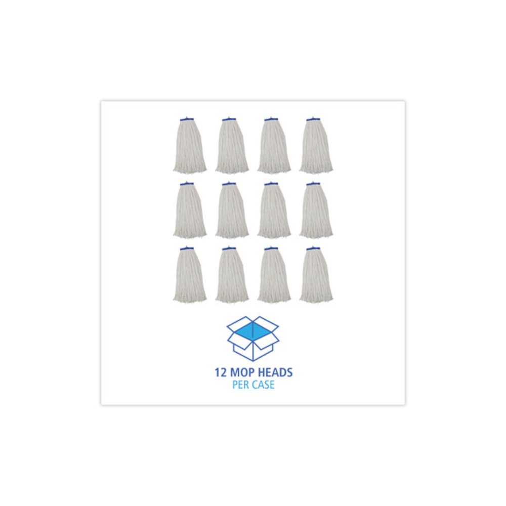 Cut-End Lie-Flat Wet Mop Head, Rayon, 24 oz, White, 12/Carton. Picture 8
