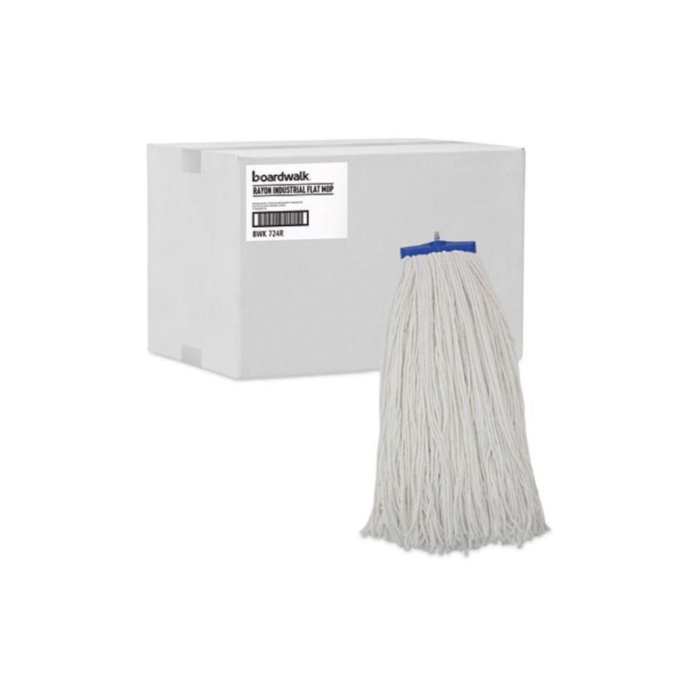 Cut-End Lie-Flat Wet Mop Head, Rayon, 24 oz, White, 12/Carton. Picture 9
