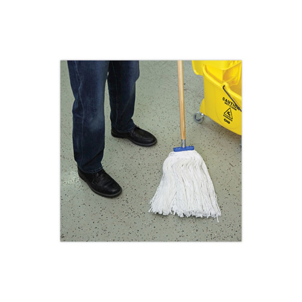 Cut-End Lie-Flat Wet Mop Head, Rayon, 24 oz, White. Picture 5