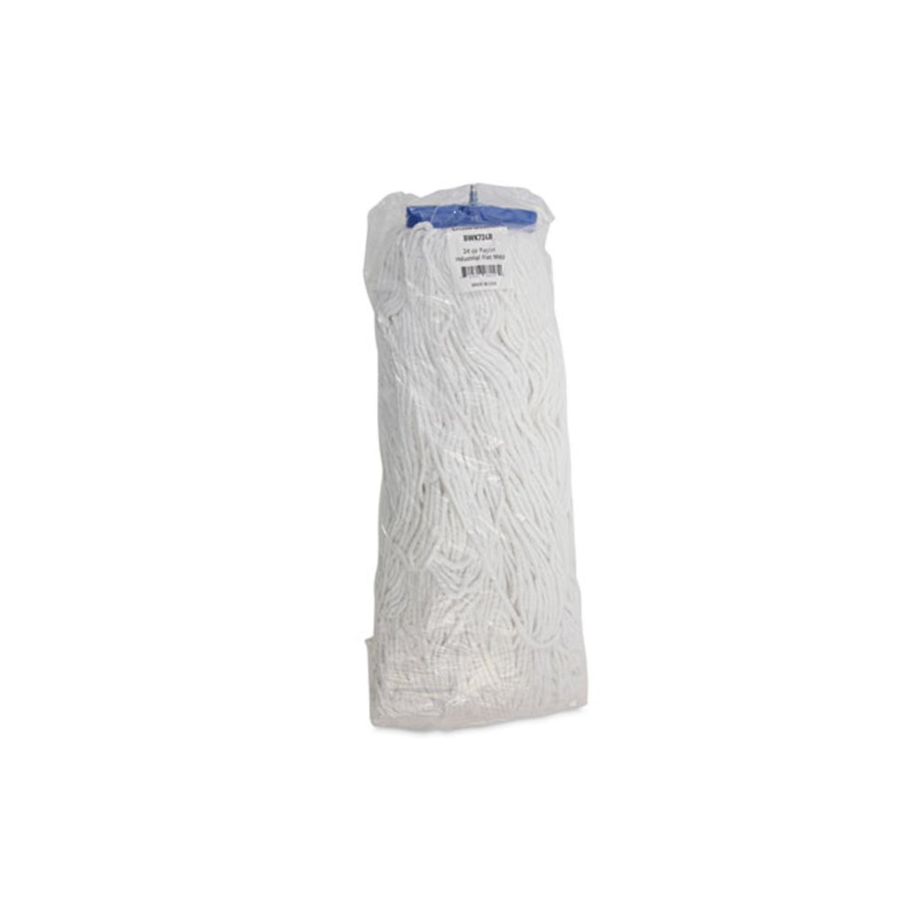 Cut-End Lie-Flat Wet Mop Head, Rayon, 24 oz, White. Picture 7