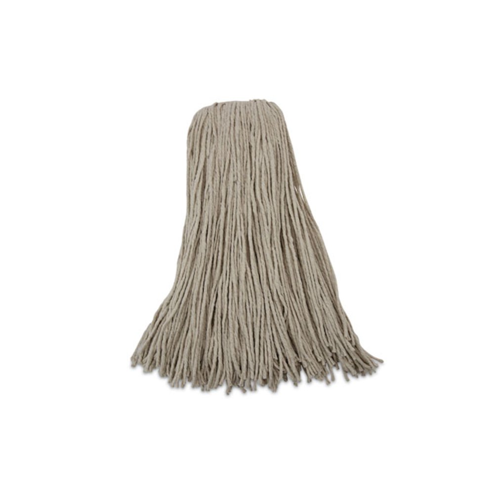 Mop Head, Economical Lie-Flat Head, Cotton Fiber, 32 oz, White, 12/Carton. Picture 1