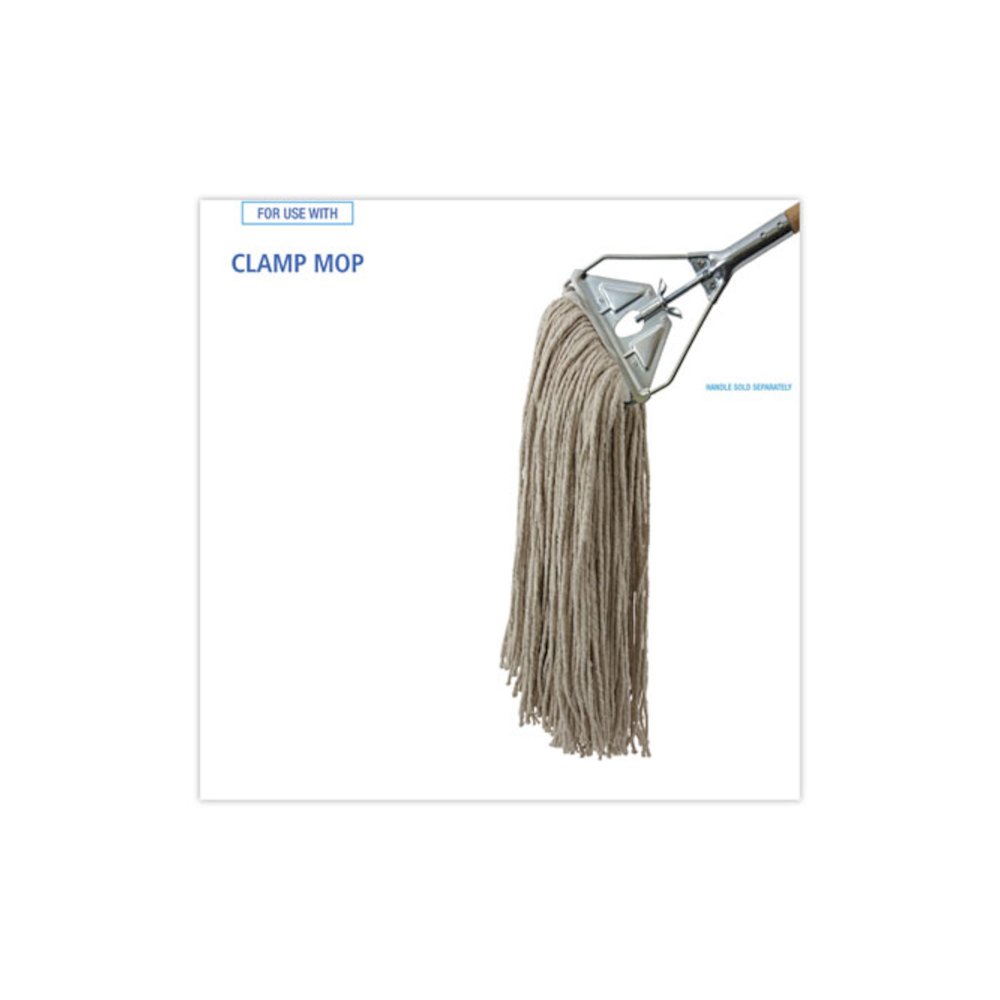 Mop Head, Economical Lie-Flat Head, Cotton Fiber, 32 oz, White, 12/Carton. Picture 3