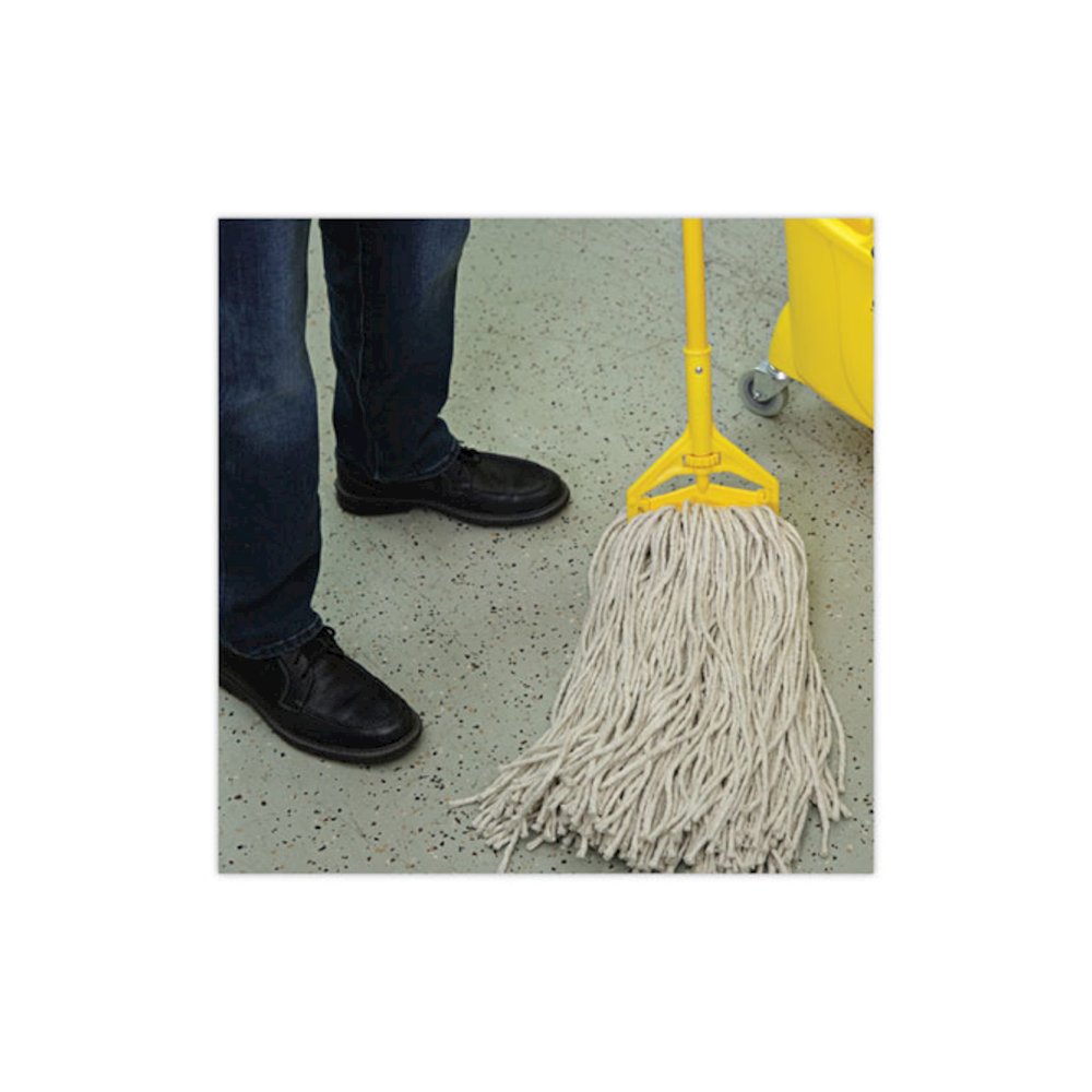 Mop Head, Economical Lie-Flat Head, Cotton Fiber, 32 oz, White, 12/Carton. Picture 5