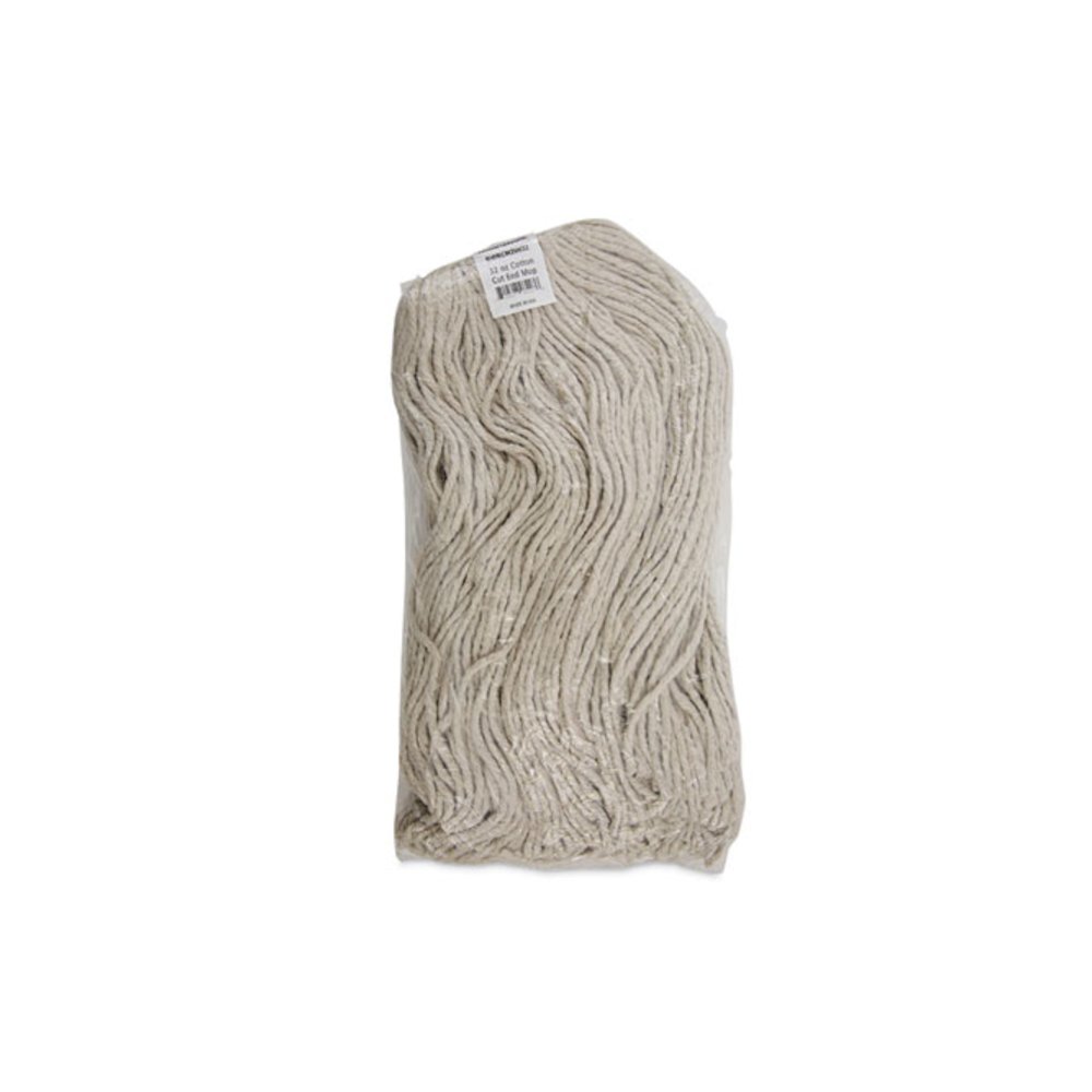 Mop Head, Economical Lie-Flat Head, Cotton Fiber, 32 oz, White, 12/Carton. Picture 7